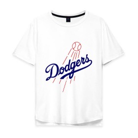 Мужская футболка хлопок Oversize с принтом Los Angeles Dodgers logotype в Тюмени, 100% хлопок | свободный крой, круглый ворот, “спинка” длиннее передней части | Тематика изображения на принте: baseball | los angeles dodgers | бейсбол | лос анджелес доджерс | спорт