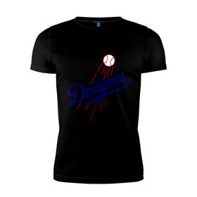 Мужская футболка премиум с принтом Los Angeles Dodgers logotype в Тюмени, 92% хлопок, 8% лайкра | приталенный силуэт, круглый вырез ворота, длина до линии бедра, короткий рукав | baseball | los angeles dodgers | бейсбол | лос анджелес доджерс | спорт