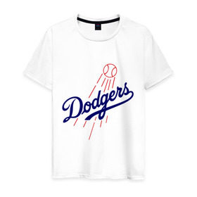 Мужская футболка хлопок с принтом Los Angeles Dodgers logotype в Тюмени, 100% хлопок | прямой крой, круглый вырез горловины, длина до линии бедер, слегка спущенное плечо. | baseball | los angeles dodgers | бейсбол | лос анджелес доджерс | спорт