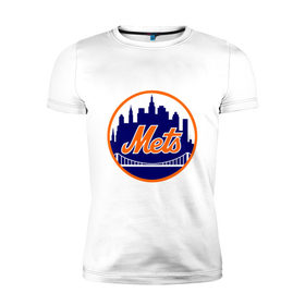 Мужская футболка премиум с принтом New York Mets в Тюмени, 92% хлопок, 8% лайкра | приталенный силуэт, круглый вырез ворота, длина до линии бедра, короткий рукав | baseball | mets | new york mets | бейсбол | нью йорк метс | спорт