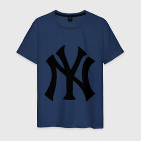 Мужская футболка хлопок с принтом New York Yankees в Тюмени, 100% хлопок | прямой крой, круглый вырез горловины, длина до линии бедер, слегка спущенное плечо. | Тематика изображения на принте: baseball | new york yankees | бейсбол | нью йорк янкиз | спорт | янки