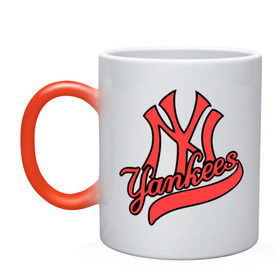 Кружка хамелеон с принтом New York Yankees logo в Тюмени, керамика | меняет цвет при нагревании, емкость 330 мл | baseball | new york yankees | бейсбол | нью йорк янкиз | спорт | янки