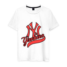 Мужская футболка хлопок с принтом New York Yankees logo в Тюмени, 100% хлопок | прямой крой, круглый вырез горловины, длина до линии бедер, слегка спущенное плечо. | baseball | new york yankees | бейсбол | нью йорк янкиз | спорт | янки