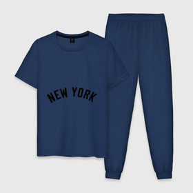 Мужская пижама хлопок с принтом New York Yankees logotype в Тюмени, 100% хлопок | брюки и футболка прямого кроя, без карманов, на брюках мягкая резинка на поясе и по низу штанин
 | baseball | new york yankees | бейсбол | нью йорк янкиз | спорт | янки