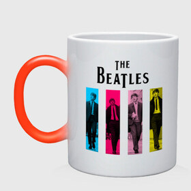 Кружка хамелеон с принтом Walking Beatles в Тюмени, керамика | меняет цвет при нагревании, емкость 330 мл | beatles | the beatles | walking beatles | бителс