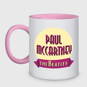 Кружка двухцветная с принтом Paul McCartney The Beatles в Тюмени, керамика | объем — 330 мл, диаметр — 80 мм. Цветная ручка и кайма сверху, в некоторых цветах — вся внутренняя часть | beatles | paul mccartney the beatles | the beatles | бителс