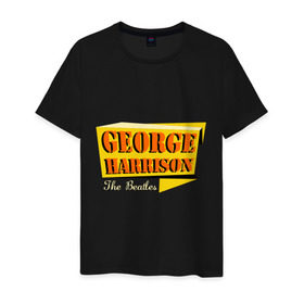 Мужская футболка хлопок с принтом George Harrison в Тюмени, 100% хлопок | прямой крой, круглый вырез горловины, длина до линии бедер, слегка спущенное плечо. | Тематика изображения на принте: beatles | george harrison | the beatles | бителс | джерш харисон