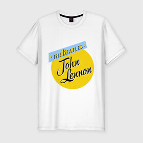Мужская футболка премиум с принтом John Lennon The Beatles в Тюмени, 92% хлопок, 8% лайкра | приталенный силуэт, круглый вырез ворота, длина до линии бедра, короткий рукав | beatles | john lennon | the beatles | бителс | джон ленон
