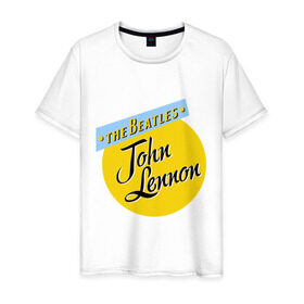 Мужская футболка хлопок с принтом John Lennon The Beatles в Тюмени, 100% хлопок | прямой крой, круглый вырез горловины, длина до линии бедер, слегка спущенное плечо. | Тематика изображения на принте: beatles | john lennon | the beatles | бителс | джон ленон