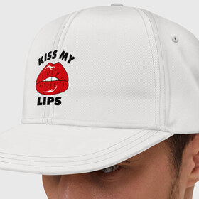 Кепка снепбек с прямым козырьком с принтом Kiss my Lips в Тюмени, хлопок 100% |  | kiss | lips | swag | губы | поцелуй | сваг | свог | свэг