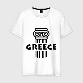 Мужская футболка хлопок с принтом Греция в Тюмени, 100% хлопок | прямой крой, круглый вырез горловины, длина до линии бедер, слегка спущенное плечо. | greece | греция