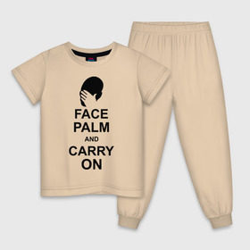 Детская пижама хлопок с принтом Facepalm and carry on в Тюмени, 100% хлопок |  брюки и футболка прямого кроя, без карманов, на брюках мягкая резинка на поясе и по низу штанин
 | 