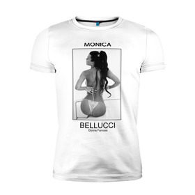 Мужская футболка премиум с принтом Моника Беллучи в Тюмени, 92% хлопок, 8% лайкра | приталенный силуэт, круглый вырез ворота, длина до линии бедра, короткий рукав | monica bellucci | беллучи | моника | моника беллучи