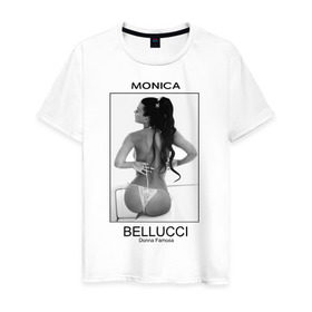 Мужская футболка хлопок с принтом Моника Беллучи в Тюмени, 100% хлопок | прямой крой, круглый вырез горловины, длина до линии бедер, слегка спущенное плечо. | monica bellucci | беллучи | моника | моника беллучи