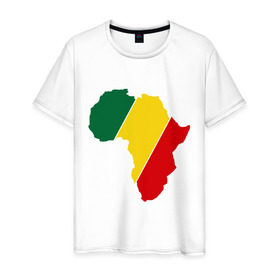Мужская футболка хлопок с принтом Мама Африка в Тюмени, 100% хлопок | прямой крой, круглый вырез горловины, длина до линии бедер, слегка спущенное плечо. | bob marley | reggae | раста | растаманские | растафари