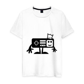 Мужская футболка хлопок с принтом Игроман. в Тюмени, 100% хлопок | прямой крой, круглый вырез горловины, длина до линии бедер, слегка спущенное плечо. | joystick | джойстик | игроман | игромания