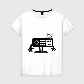 Женская футболка хлопок с принтом Игроман. в Тюмени, 100% хлопок | прямой крой, круглый вырез горловины, длина до линии бедер, слегка спущенное плечо | joystick | джойстик | игроман | игромания