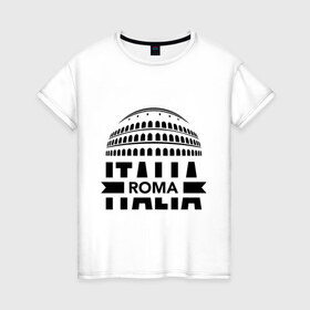 Женская футболка хлопок с принтом Italia в Тюмени, 100% хлопок | прямой крой, круглый вырез горловины, длина до линии бедер, слегка спущенное плечо | italia | roma | италия | колизей | рим