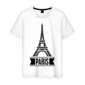 Мужская футболка хлопок с принтом Paris в Тюмени, 100% хлопок | прямой крой, круглый вырез горловины, длина до линии бедер, слегка спущенное плечо. | 