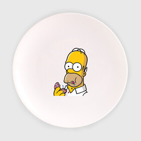 Тарелка 3D с принтом Гомер с  Пончиком в Тюмени, фарфор | диаметр - 210 мм
диаметр для нанесения принта - 120 мм | homer simpsons | simpsons | гомер симпсон | для влюбленных | для двоих | для пар | парные | симпсоны