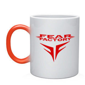Кружка хамелеон с принтом Fear Factory logo в Тюмени, керамика | меняет цвет при нагревании, емкость 330 мл | Тематика изображения на принте: fear factory