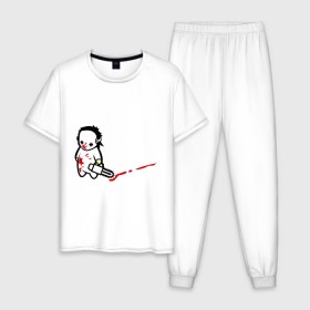Мужская пижама хлопок с принтом грустный маньяк в Тюмени, 100% хлопок | брюки и футболка прямого кроя, без карманов, на брюках мягкая резинка на поясе и по низу штанин
 | Тематика изображения на принте: 
