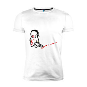 Мужская футболка премиум с принтом грустный маньяк в Тюмени, 92% хлопок, 8% лайкра | приталенный силуэт, круглый вырез ворота, длина до линии бедра, короткий рукав | Тематика изображения на принте: 