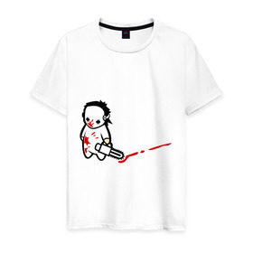 Мужская футболка хлопок с принтом грустный маньяк в Тюмени, 100% хлопок | прямой крой, круглый вырез горловины, длина до линии бедер, слегка спущенное плечо. | Тематика изображения на принте: 