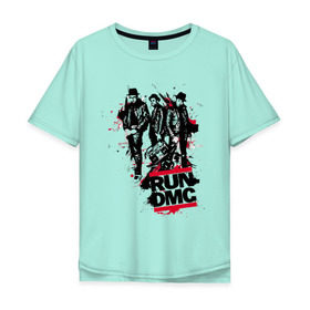 Мужская футболка хлопок Oversize с принтом Run-DMC в Тюмени, 100% хлопок | свободный крой, круглый ворот, “спинка” длиннее передней части | run dmc