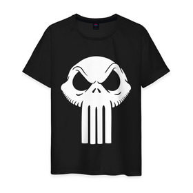 Мужская футболка хлопок с принтом Череп скелетон в Тюмени, 100% хлопок | прямой крой, круглый вырез горловины, длина до линии бедер, слегка спущенное плечо. | skull | череп