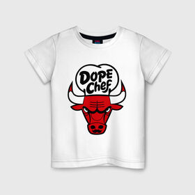 Детская футболка хлопок с принтом Chicago Dope Chef в Тюмени, 100% хлопок | круглый вырез горловины, полуприлегающий силуэт, длина до линии бедер | chicago | dope | бык | допинг | чикаго
