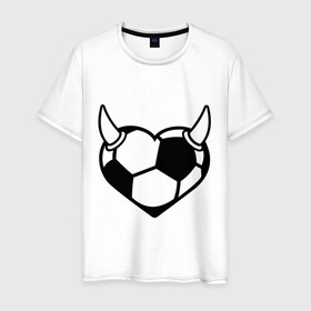 Мужская футболка хлопок с принтом Football Love в Тюмени, 100% хлопок | прямой крой, круглый вырез горловины, длина до линии бедер, слегка спущенное плечо. | 