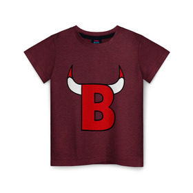 Детская футболка хлопок с принтом B-Bulls в Тюмени, 100% хлопок | круглый вырез горловины, полуприлегающий силуэт, длина до линии бедер | chicago bulls | swag | swag style | быки | одежда сваг | сваг | сваг стиль | свег | свог | свэг | чикаго буллз