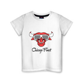 Детская футболка хлопок с принтом Chicago Finest в Тюмени, 100% хлопок | круглый вырез горловины, полуприлегающий силуэт, длина до линии бедер | bull | bulls | chicago bulls | swag | swag style | бык | одежда сваг | сваг | сваг стиль | свег | свог | свэг | чикаго буллз