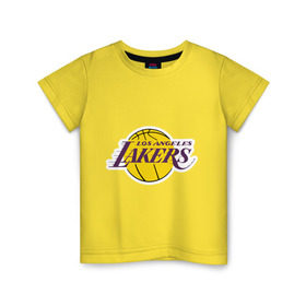 Детская футболка хлопок с принтом LA Lakers в Тюмени, 100% хлопок | круглый вырез горловины, полуприлегающий силуэт, длина до линии бедер | Тематика изображения на принте: basketball | lakers | media | nba | toplanding | баскетболл | лейкерс | лого баскетбольных клубов | лос анджелес | нба