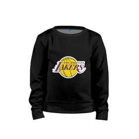Детский свитшот хлопок с принтом LA Lakers в Тюмени, 100% хлопок | круглый вырез горловины, эластичные манжеты, пояс и воротник | basketball | lakers | media | nba | toplanding | баскетболл | лейкерс | лого баскетбольных клубов | лос анджелес | нба