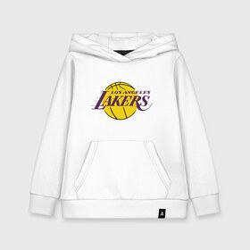 Детская толстовка хлопок с принтом LA Lakers в Тюмени, 100% хлопок | Круглый горловой вырез, эластичные манжеты, пояс, капюшен | basketball | lakers | media | nba | toplanding | баскетболл | лейкерс | лого баскетбольных клубов | лос анджелес | нба