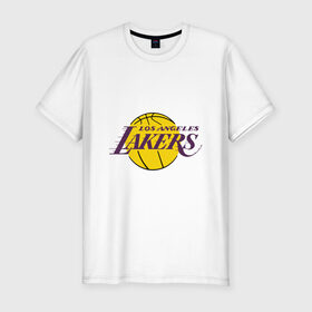 Мужская футболка премиум с принтом LA Lakers в Тюмени, 92% хлопок, 8% лайкра | приталенный силуэт, круглый вырез ворота, длина до линии бедра, короткий рукав | basketball | lakers | media | nba | toplanding | баскетболл | лейкерс | лого баскетбольных клубов | лос анджелес | нба