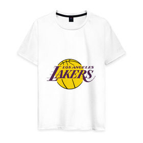 Мужская футболка хлопок с принтом LA Lakers в Тюмени, 100% хлопок | прямой крой, круглый вырез горловины, длина до линии бедер, слегка спущенное плечо. | basketball | lakers | media | nba | toplanding | баскетболл | лейкерс | лого баскетбольных клубов | лос анджелес | нба