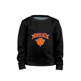 Детский свитшот хлопок с принтом NY Knicks в Тюмени, 100% хлопок | круглый вырез горловины, эластичные манжеты, пояс и воротник | basketball | nba | баскетболл | лого баскетбольных клубов | нба | нью йорк
