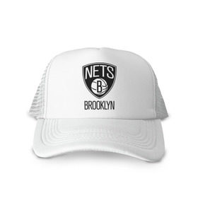 Кепка тракер с сеткой с принтом Nets Brooklyn в Тюмени, трикотажное полотно; задняя часть — сетка | длинный козырек, универсальный размер, пластиковая застежка | бруклин