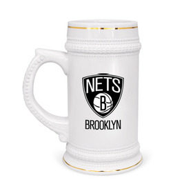 Кружка пивная с принтом Nets Brooklyn в Тюмени,  керамика (Материал выдерживает высокую температуру, стоит избегать резкого перепада температур) |  объем 630 мл | бруклин