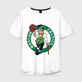 Мужская футболка хлопок Oversize с принтом Boston в Тюмени, 100% хлопок | свободный крой, круглый ворот, “спинка” длиннее передней части | basketball | nba | баскетболл | бостон | лого баскетбольных клубов | нба