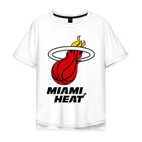 Мужская футболка хлопок Oversize с принтом Miami Heat-logo в Тюмени, 100% хлопок | свободный крой, круглый ворот, “спинка” длиннее передней части | basketball | nba | баскетболл | лого баскетбольных клубов | майами | нба
