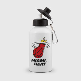 Бутылка спортивная с принтом Miami Heat-logo в Тюмени, металл | емкость — 500 мл, в комплекте две пластиковые крышки и карабин для крепления | basketball | nba | баскетболл | лого баскетбольных клубов | майами | нба