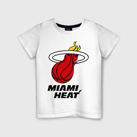 Детская футболка хлопок с принтом Miami Heat-logo в Тюмени, 100% хлопок | круглый вырез горловины, полуприлегающий силуэт, длина до линии бедер | basketball | nba | баскетболл | лого баскетбольных клубов | майами | нба