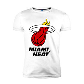 Мужская футболка премиум с принтом Miami Heat-logo в Тюмени, 92% хлопок, 8% лайкра | приталенный силуэт, круглый вырез ворота, длина до линии бедра, короткий рукав | basketball | nba | баскетболл | лого баскетбольных клубов | майами | нба