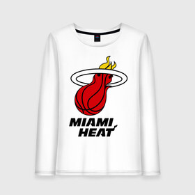 Женский лонгслив хлопок с принтом Miami Heat-logo в Тюмени, 100% хлопок |  | basketball | nba | баскетболл | лого баскетбольных клубов | майами | нба