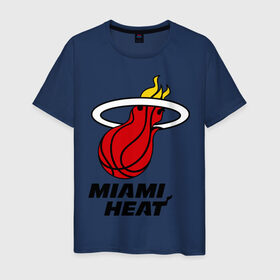 Мужская футболка хлопок с принтом Miami Heat-logo в Тюмени, 100% хлопок | прямой крой, круглый вырез горловины, длина до линии бедер, слегка спущенное плечо. | basketball | nba | баскетболл | лого баскетбольных клубов | майами | нба