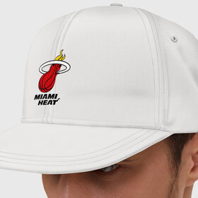 Кепка снепбек с прямым козырьком с принтом Miami Heat-logo в Тюмени, хлопок 100% |  | basketball | nba | баскетболл | лого баскетбольных клубов | майами | нба